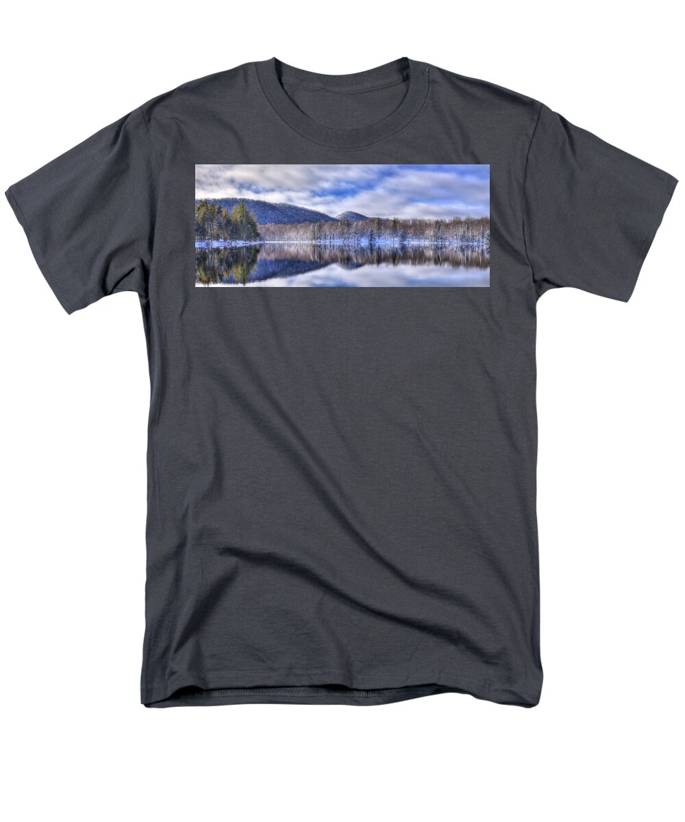 Landscape Men's T-Shirt (Regular Fit) featuring the photograph First Snow on West Lake by David Patterson