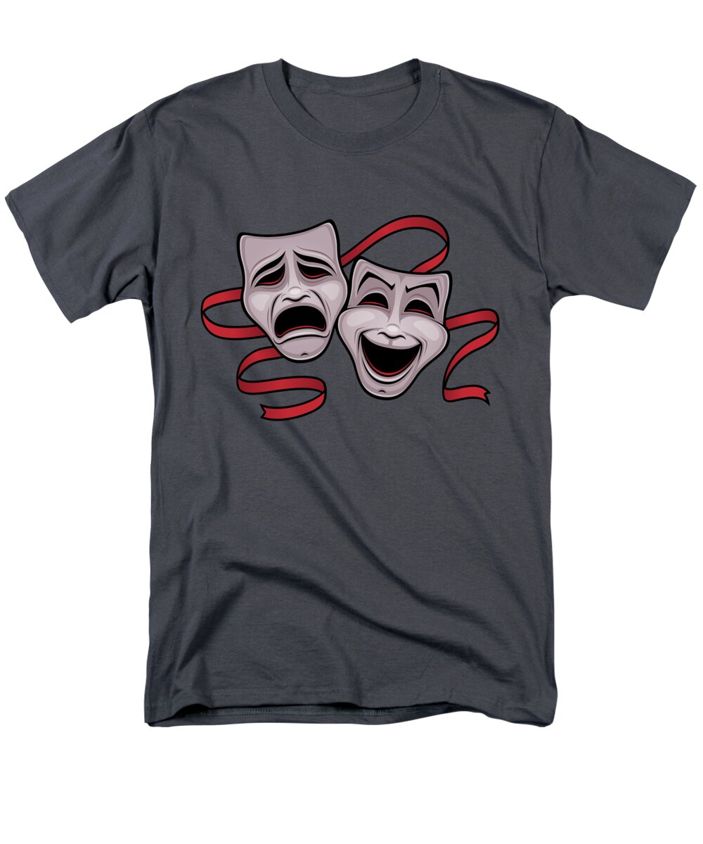 Acting Men's T-Shirt (Regular Fit) featuring the digital art Comedy And Tragedy Theater Masks by John Schwegel