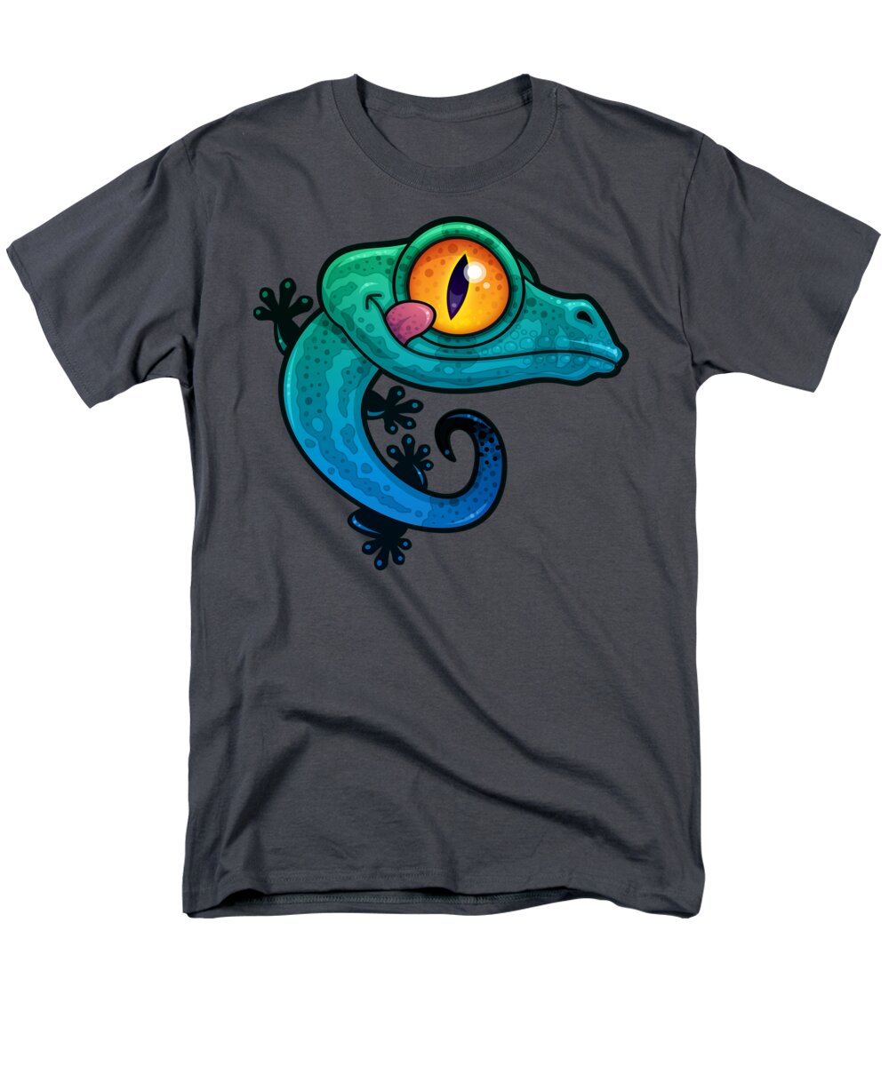 Lizard Men's T-Shirt (Regular Fit) featuring the digital art Cute Colorful Cartoon Gecko by John Schwegel