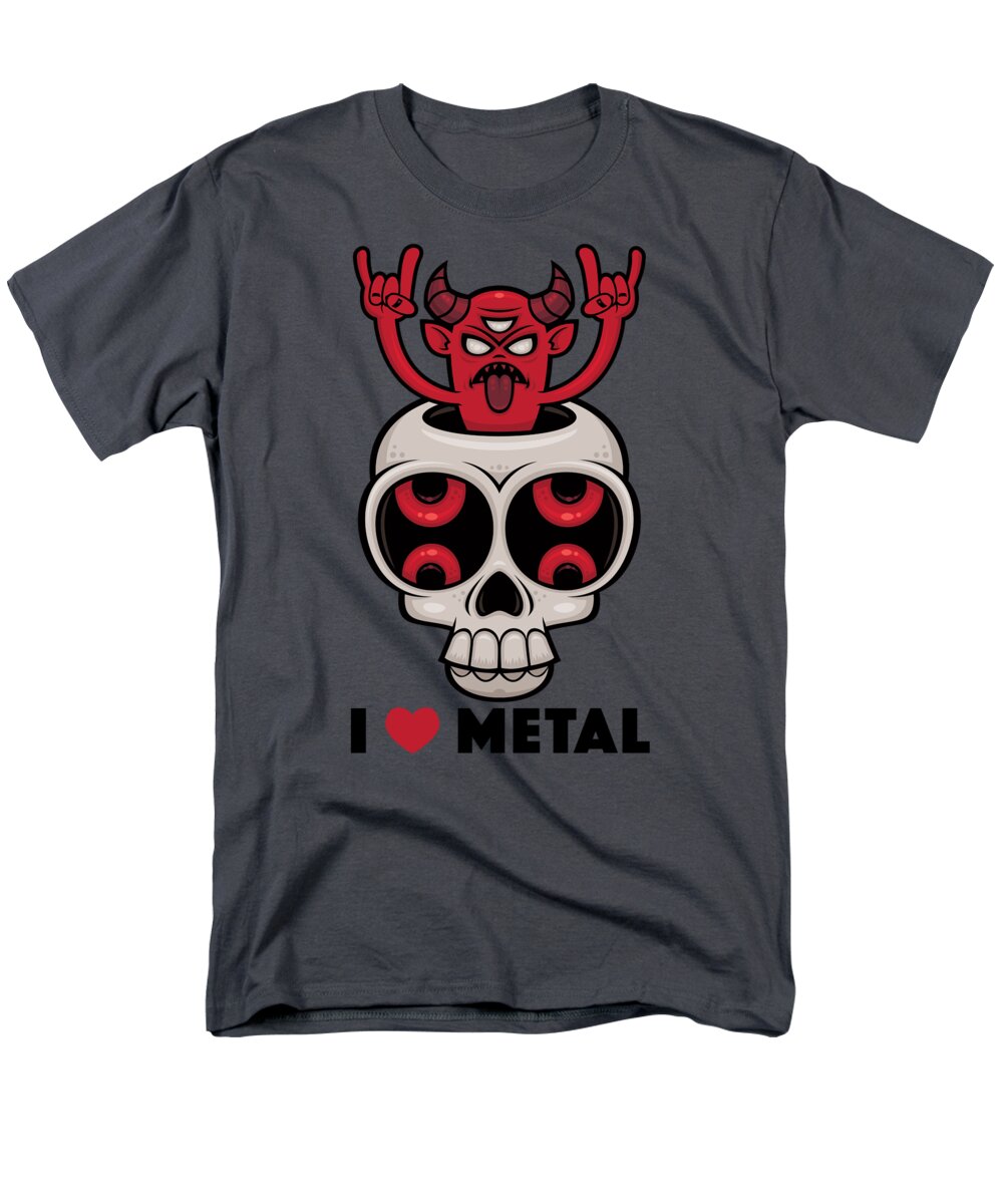 Skull Men's T-Shirt (Regular Fit) featuring the digital art I Love Metal Possessed Skull by John Schwegel
