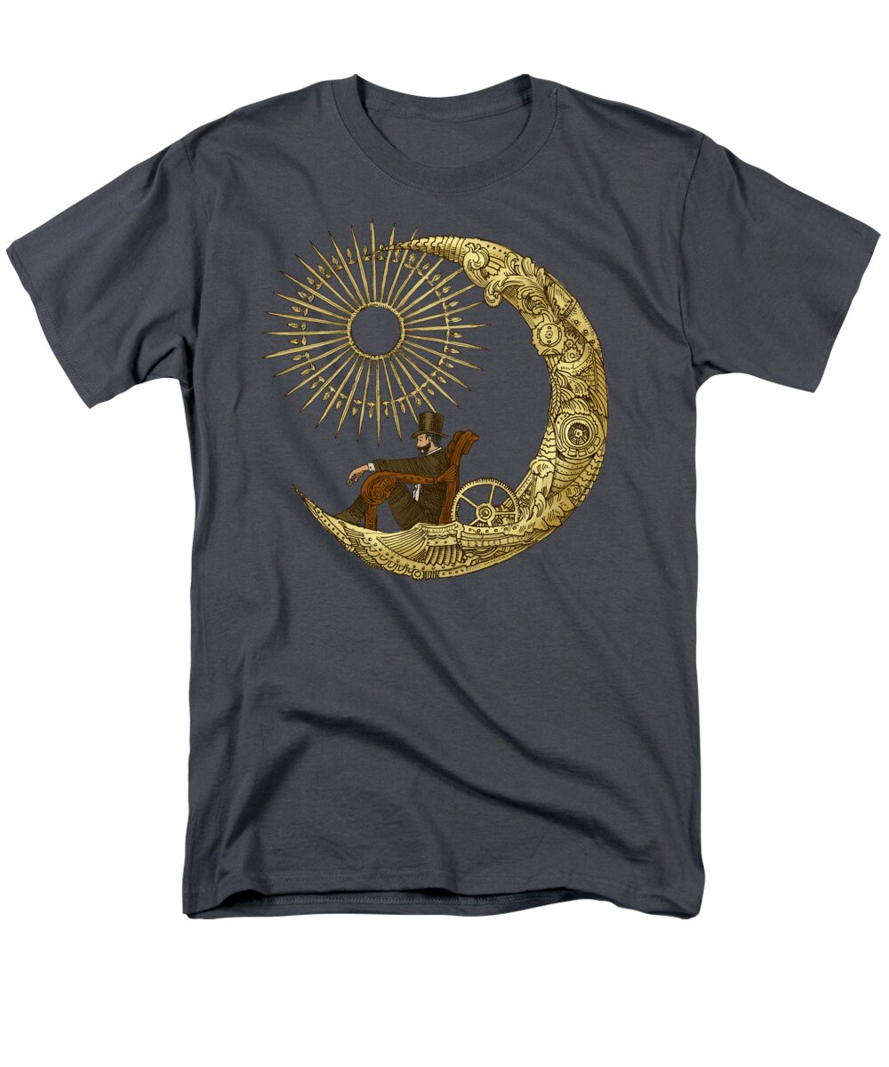 Blue Men's T-Shirt (Regular Fit) featuring the digital art Moon Travel by Eric Fan