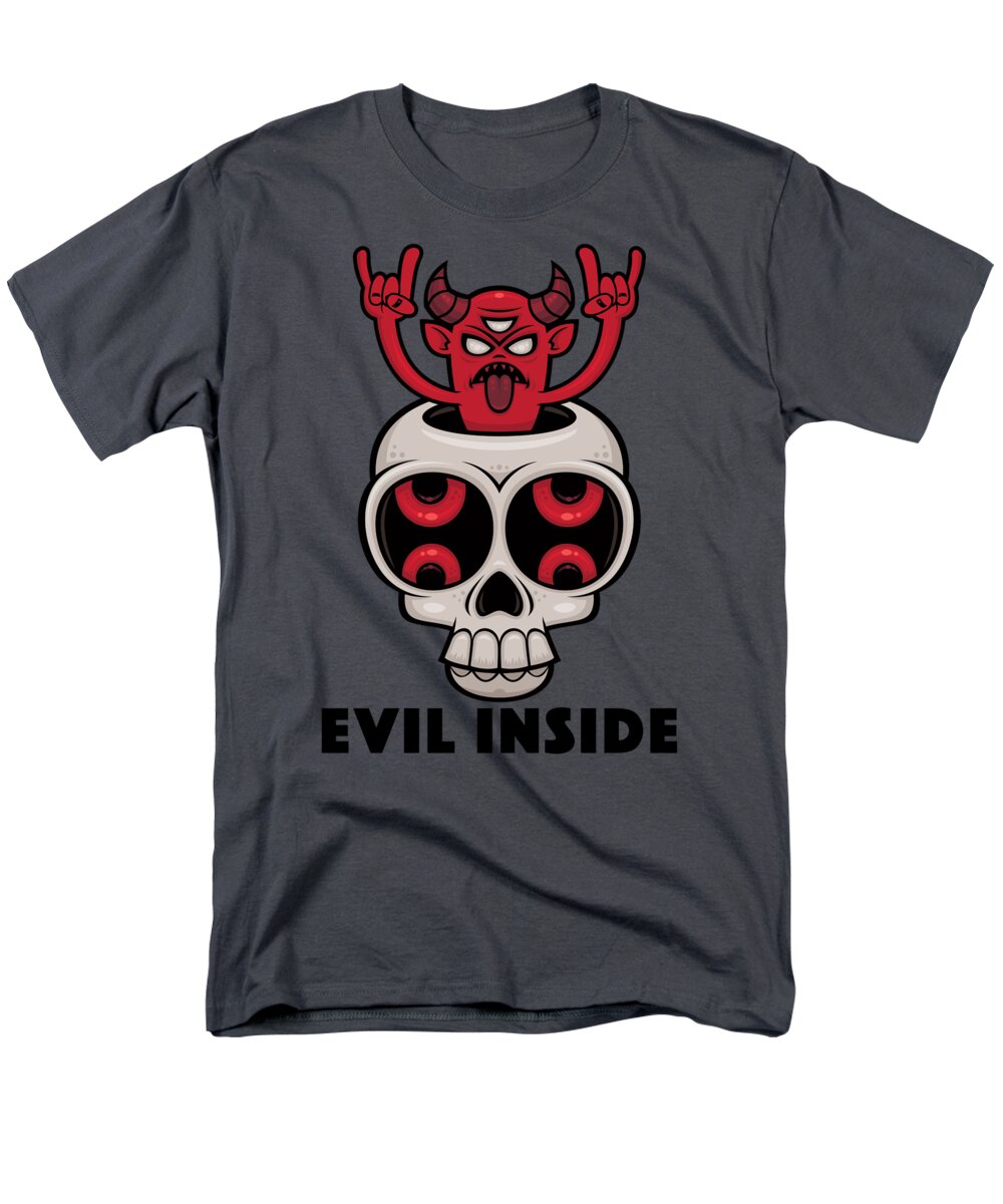 Skull Men's T-Shirt (Regular Fit) featuring the digital art Possessed Skull Evil Inside by John Schwegel