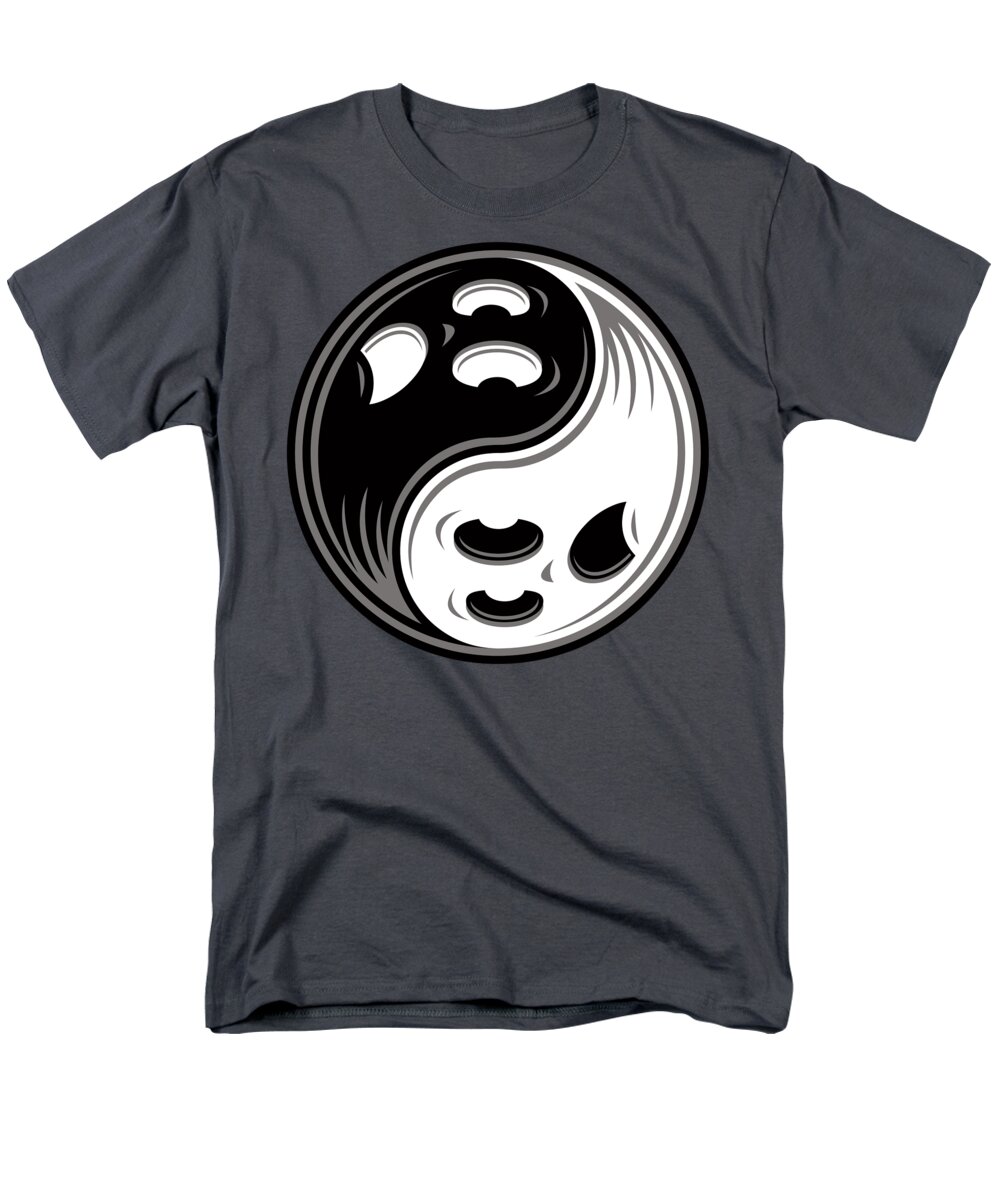 Balance Men's T-Shirt (Regular Fit) featuring the digital art Ghost Yin Yang Black and White by John Schwegel