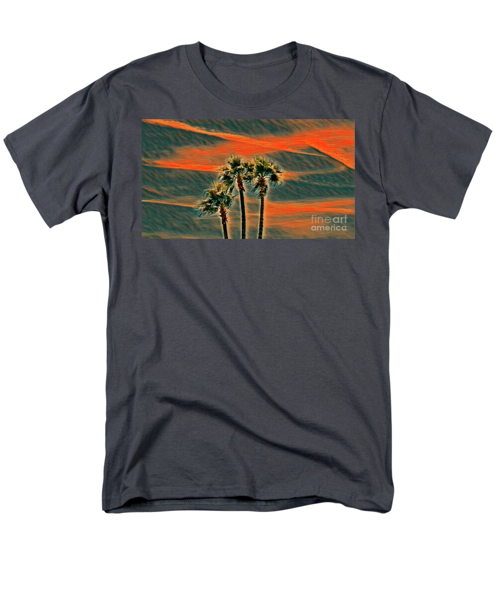 Palm Trees Men's T-Shirt (Regular Fit) featuring the digital art Sunset Palms by David Ragland