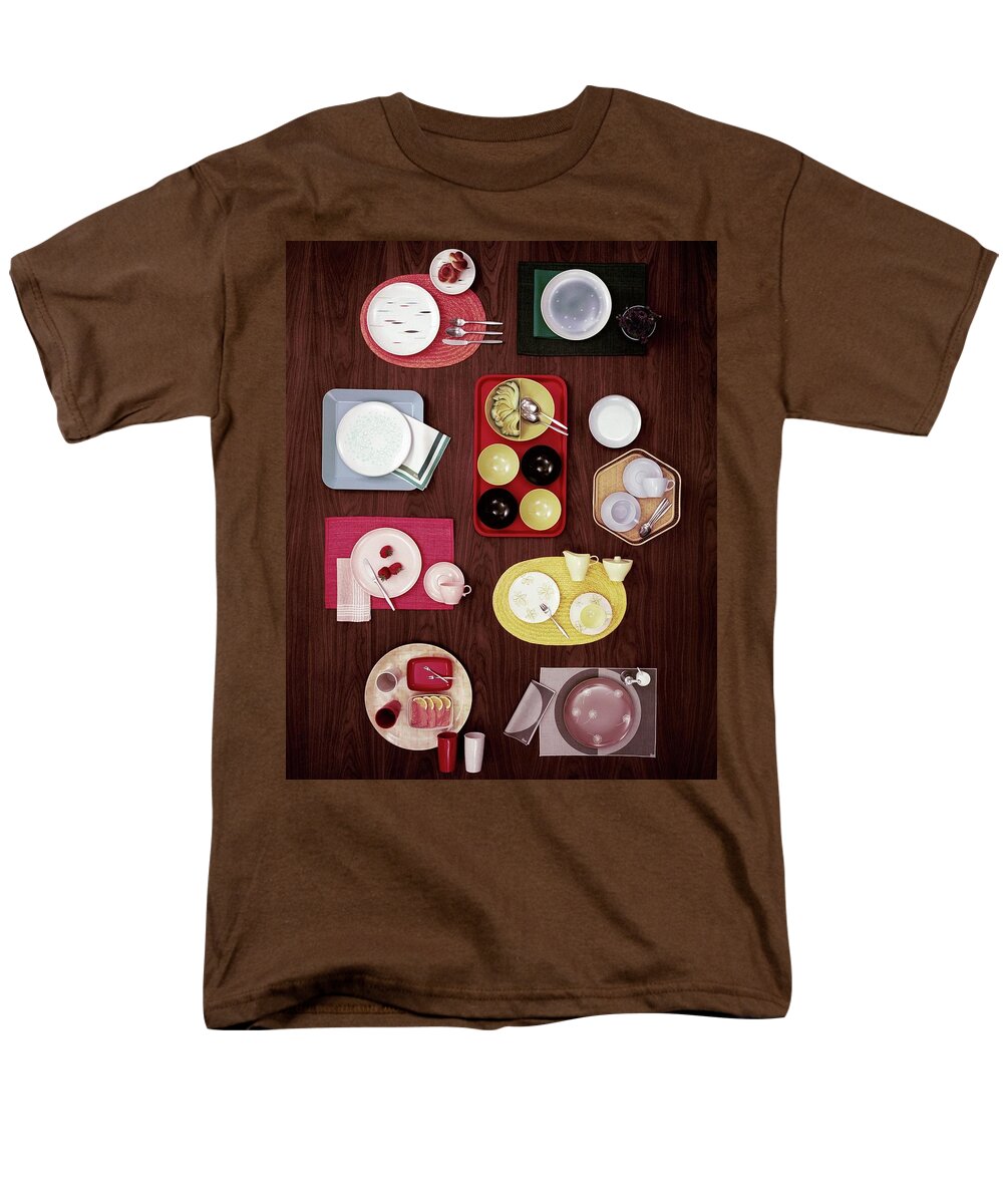 Home Accessories Men's T-Shirt (Regular Fit) featuring the photograph An Assortment Of Dinnerware by Tom Yee