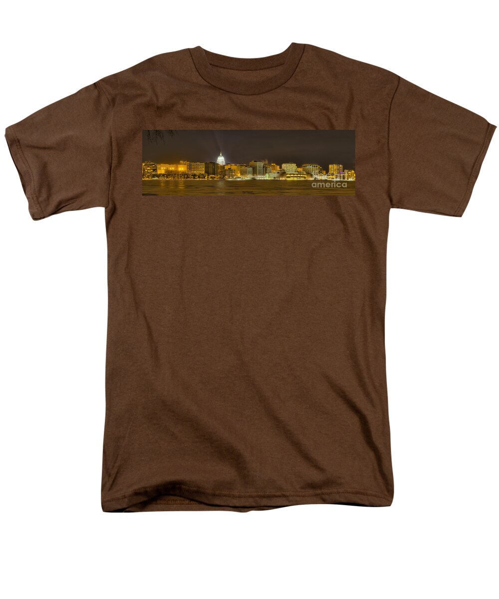 Capitol Men's T-Shirt (Regular Fit) featuring the photograph Madison - Wisconsin City panorama - no fireworks by Steven Ralser