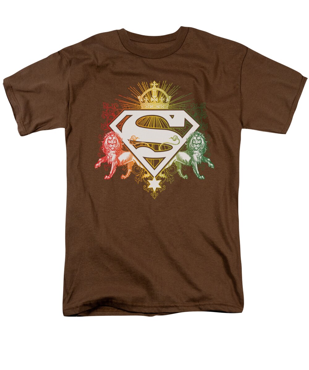 Superman Men's T-Shirt (Regular Fit) featuring the digital art Superman - Ornate Lion Shield by Brand A