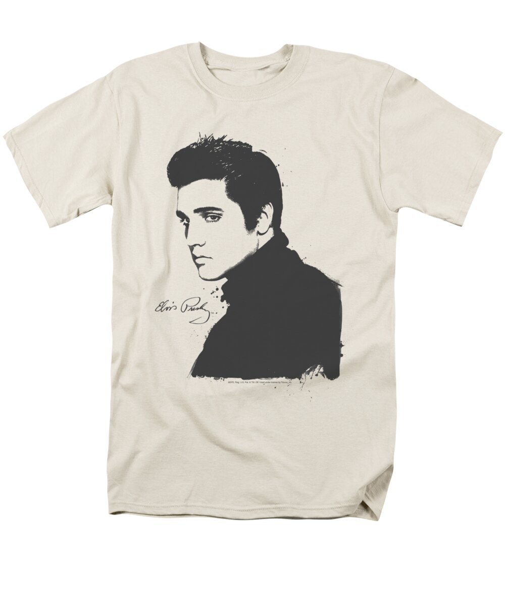 Elvis Men's T-Shirt (Regular Fit) featuring the digital art Elvis - Black Paint by Brand A