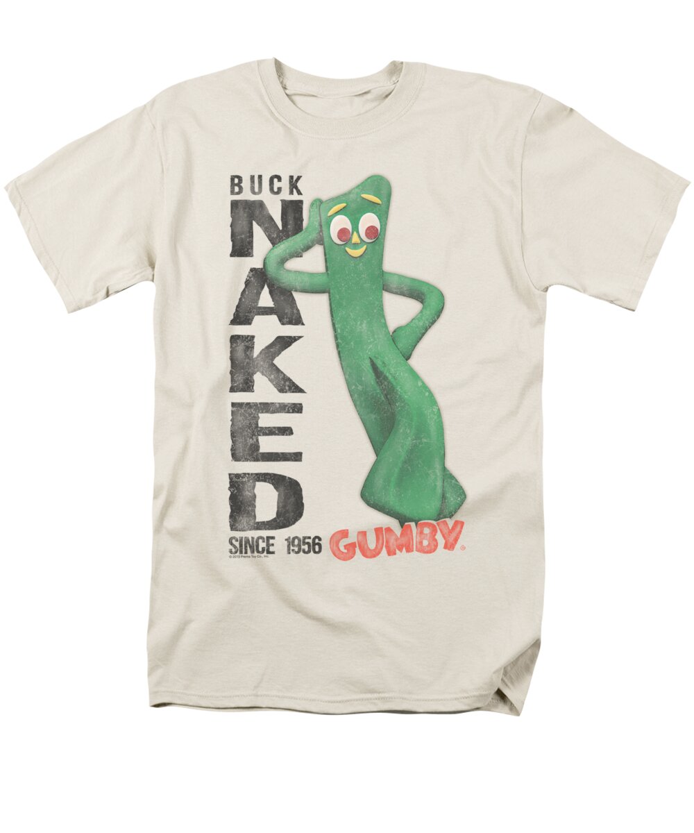 Gumby Men's T-Shirt (Regular Fit) featuring the digital art Gumby - Buck Naked by Brand A