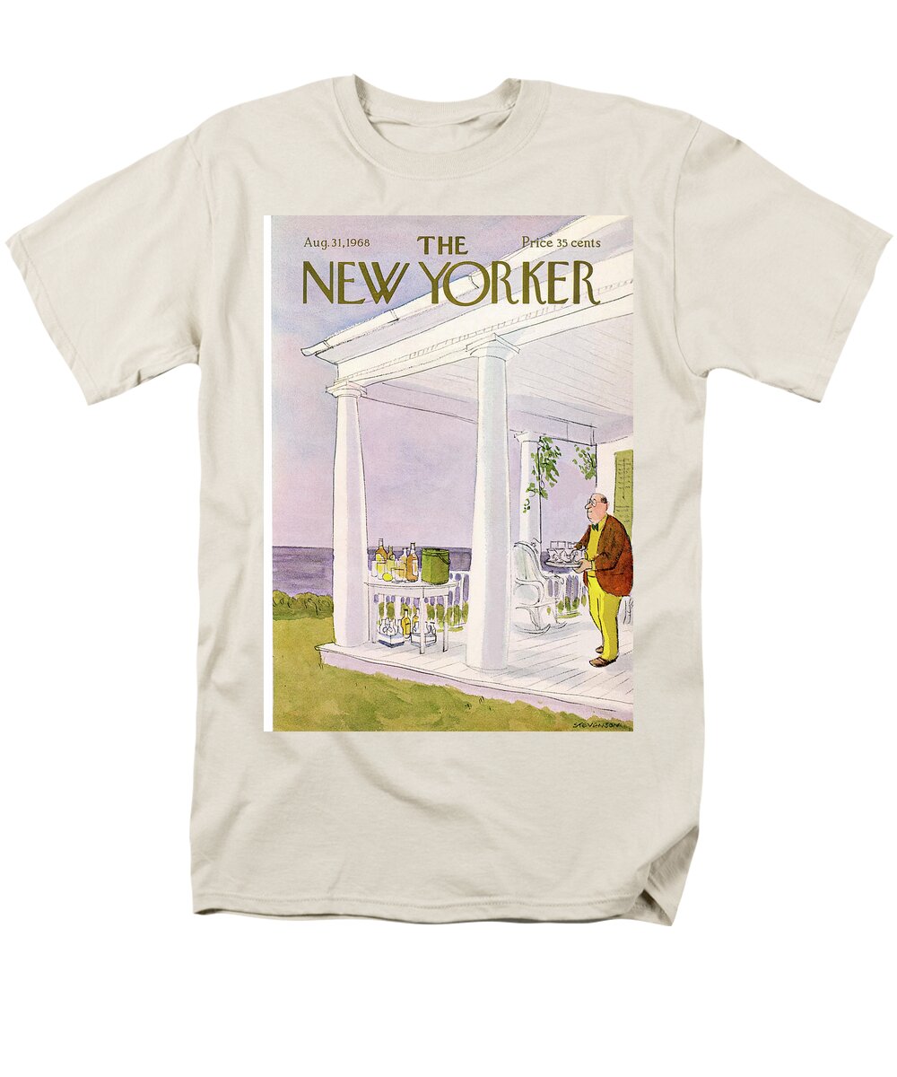 James Stevenson Jst Men's T-Shirt (Regular Fit) featuring the painting New Yorker August 31st, 1968 by James Stevenson
