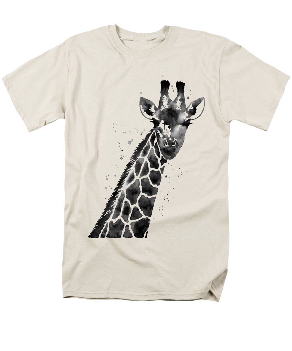 Giraffe Men's T-Shirt (Regular Fit) featuring the painting Giraffe in Black and White by Hailey E Herrera