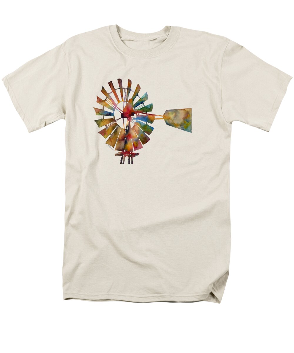 Windmill Men's T-Shirt (Regular Fit) featuring the painting Windmill by Hailey E Herrera