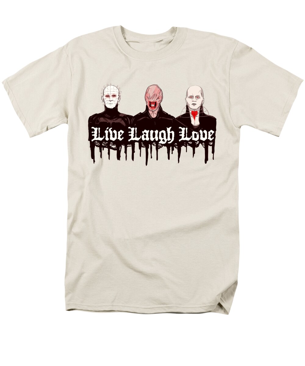 Hell Men's T-Shirt (Regular Fit) featuring the drawing Live Laugh Suffer by Ludwig Van Bacon