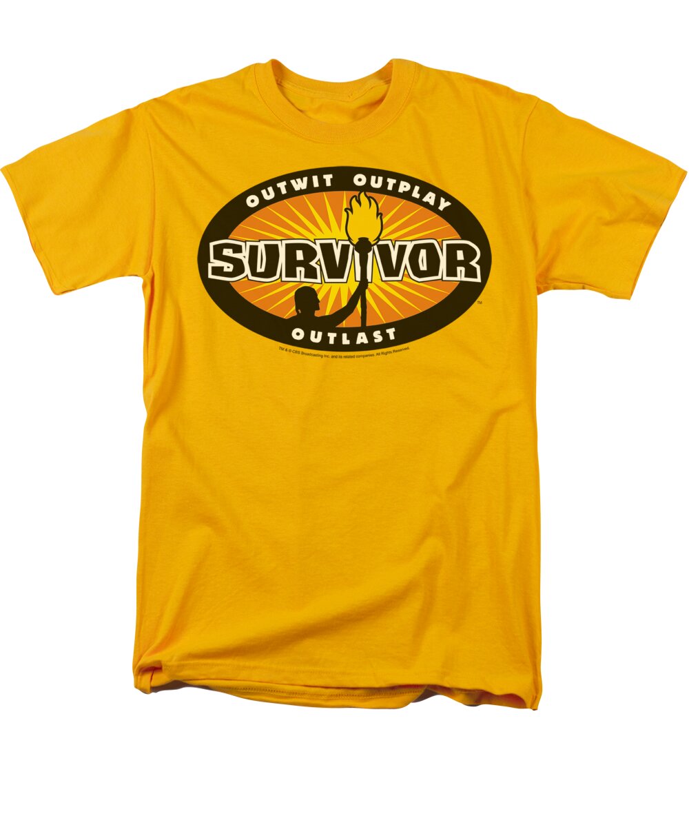 Survivor Men's T-Shirt (Regular Fit) featuring the digital art Survivor - Gold Burst by Brand A
