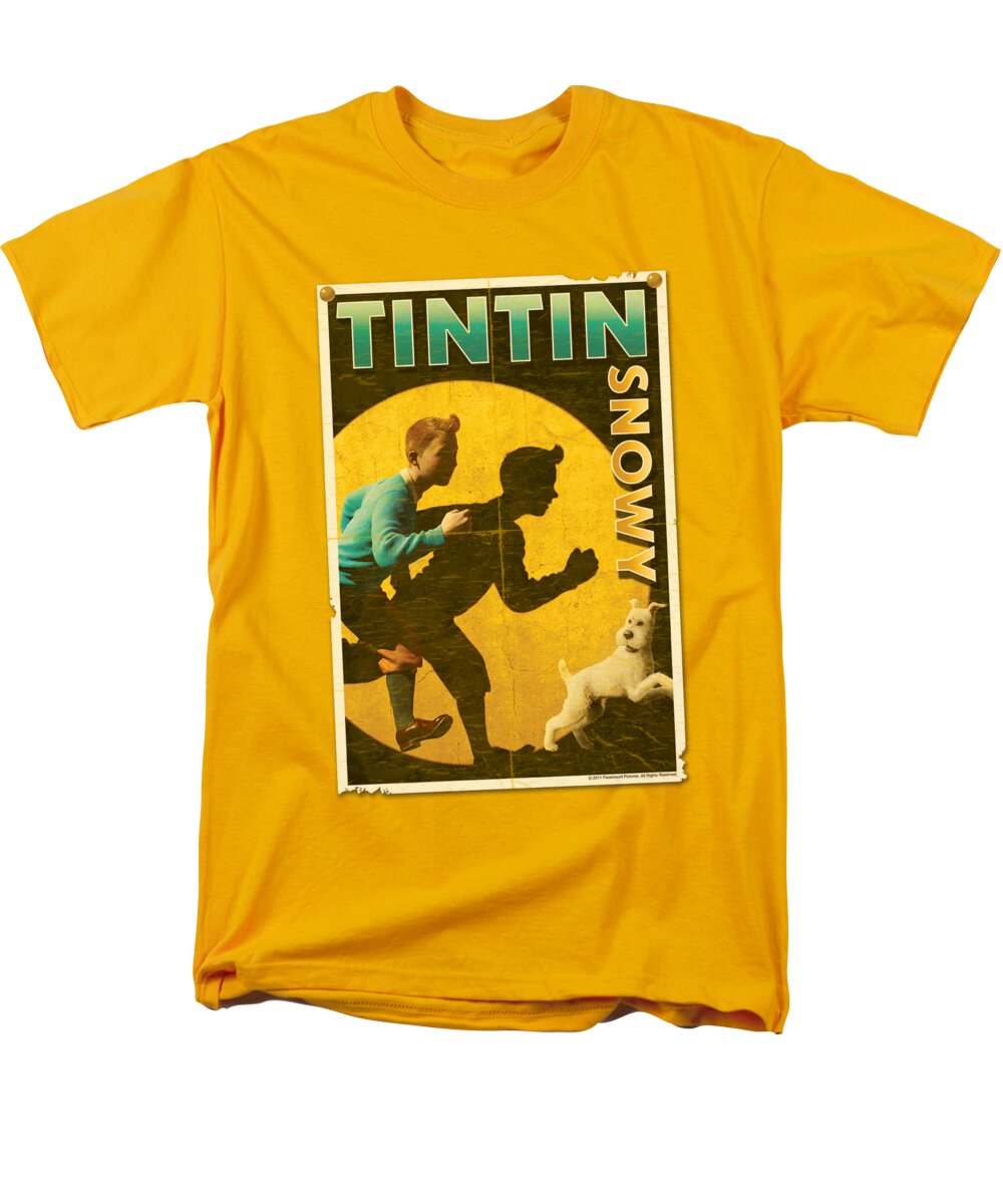 The Adventures Of Tintin Men's T-Shirt (Regular Fit) featuring the digital art Tintin - Tintin And Snowy Flyer by Brand A