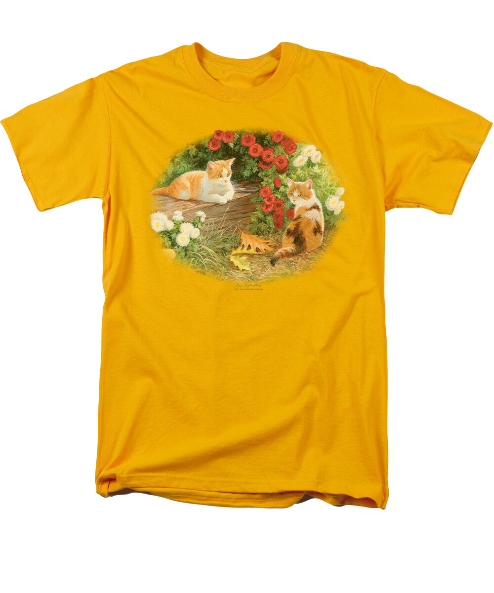 Wildlife Men's T-Shirt (Regular Fit) featuring the digital art Wildlife - Kittens And Mums by Brand A
