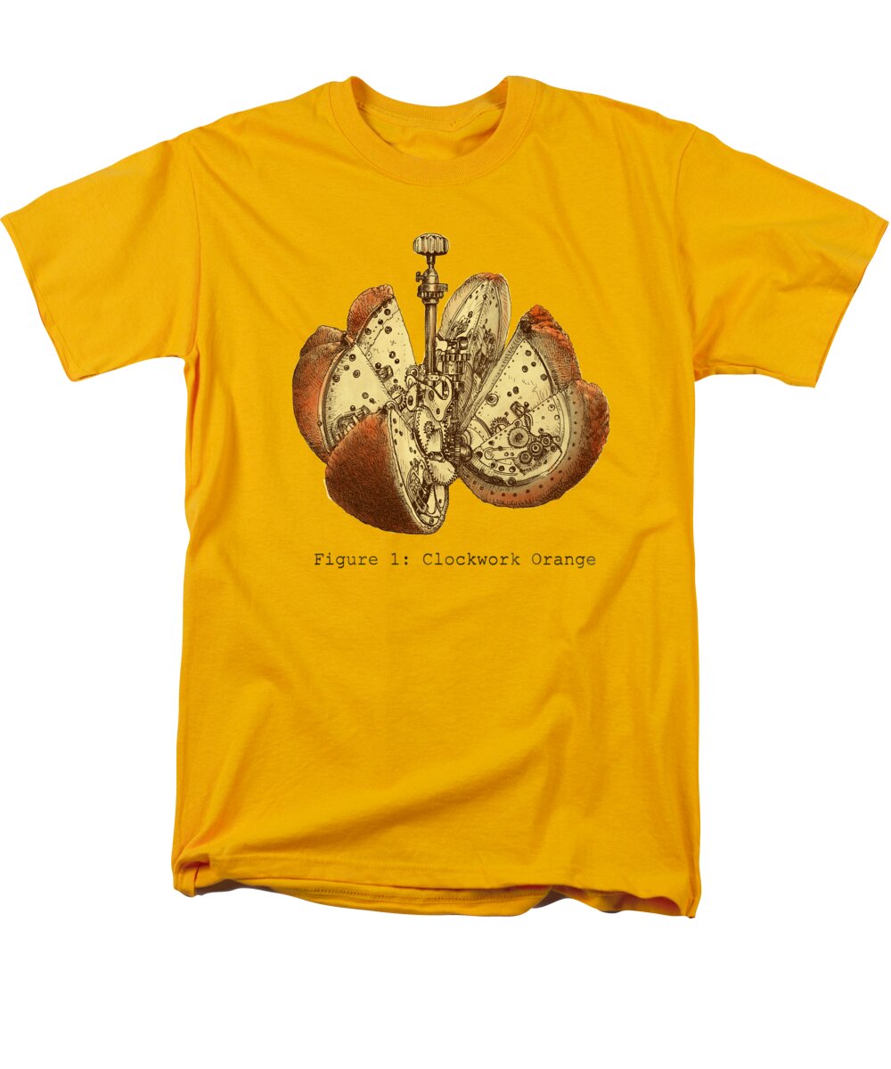 Orange Men's T-Shirt (Regular Fit) featuring the drawing Steampunk Orange by Eric Fan