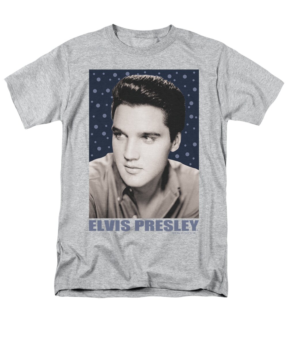 Elvis Men's T-Shirt (Regular Fit) featuring the digital art Elvis - Blue Sparkle by Brand A