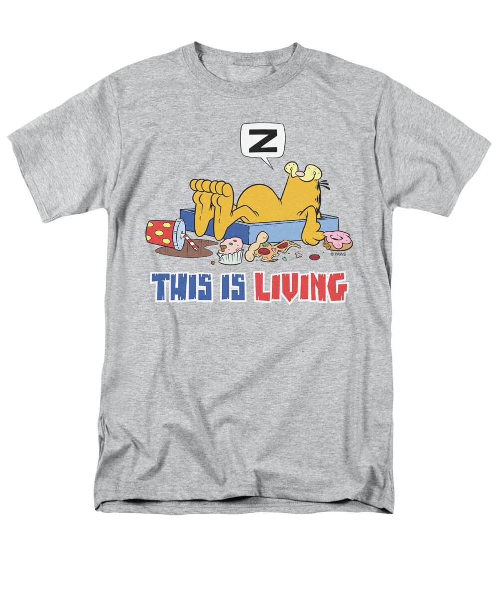 Garfield Men's T-Shirt (Regular Fit) featuring the digital art Garfield - This Is Living by Brand A
