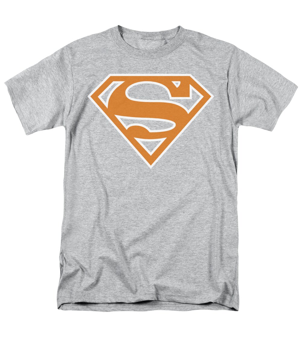 Superman Men's T-Shirt (Regular Fit) featuring the digital art Superman - Burnt Orangeandwhite Shield by Brand A