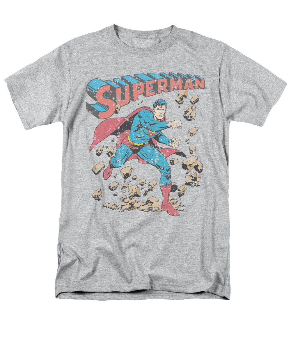 Superman Men's T-Shirt (Regular Fit) featuring the digital art Superman - Mad At Rocks by Brand A