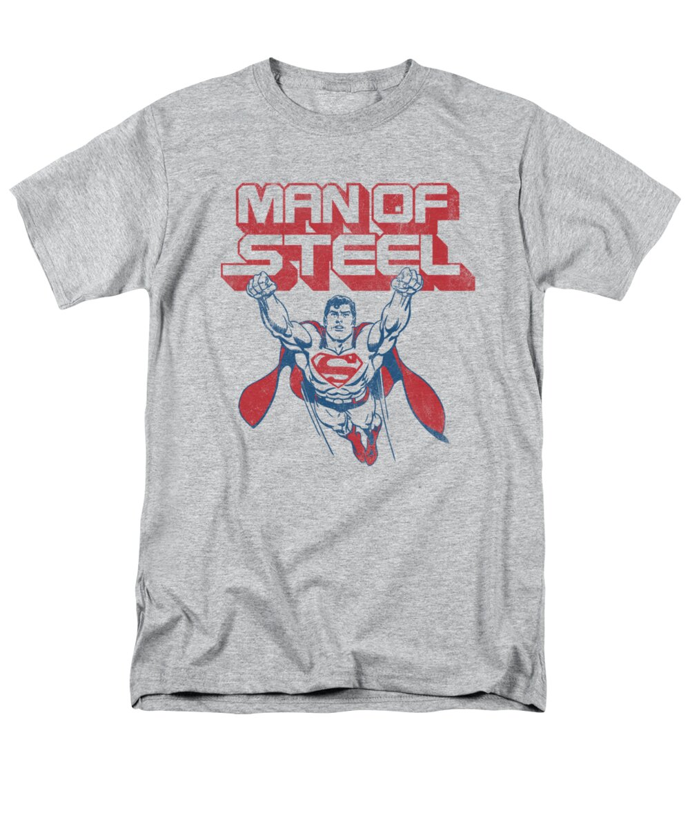 Superman Men's T-Shirt (Regular Fit) featuring the digital art Superman - Steel Retro by Brand A