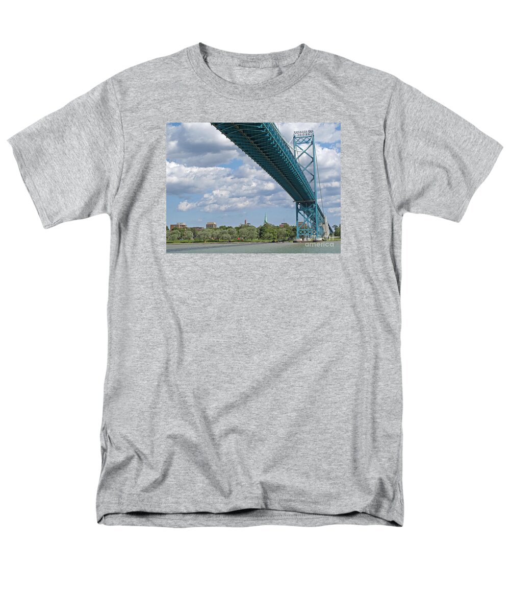 Canada Men's T-Shirt (Regular Fit) featuring the photograph Ambassador Bridge - Windsor Approach by Ann Horn