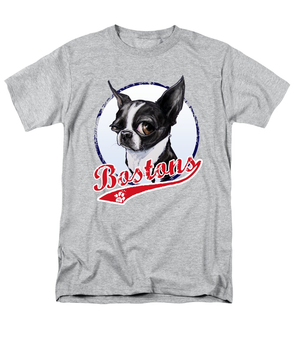 Baseball Men's T-Shirt (Regular Fit) featuring the photograph Team Boston Terrier by Canine Caricatures By John LaFree