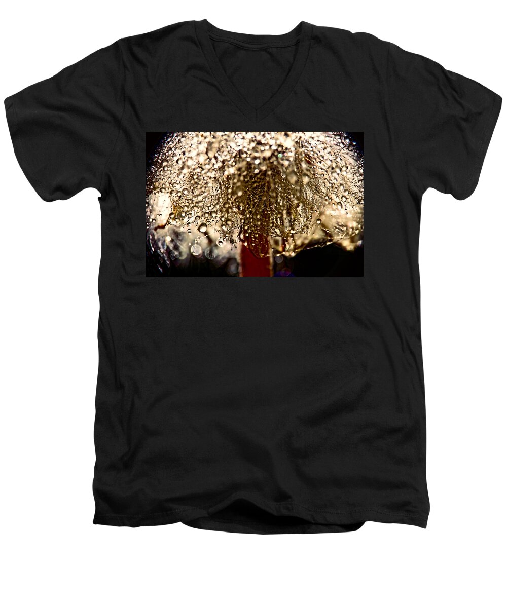Dandelions Men's V-Neck T-Shirt featuring the photograph Dandelion Dew in Bronze by Peggy Collins