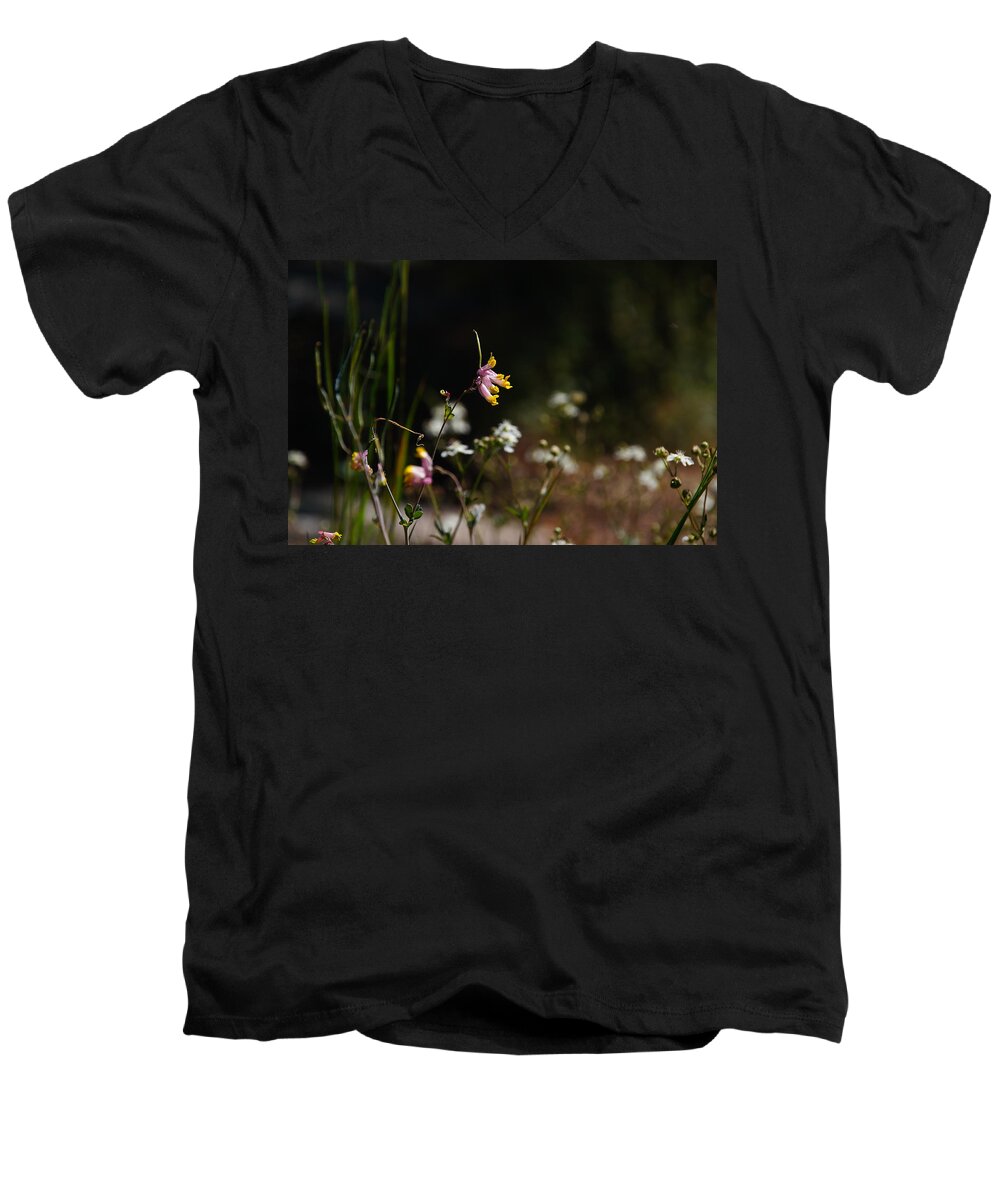 Middle Mountain Men's V-Neck T-Shirt featuring the photograph Tall Corydalis by Rockybranch Dreams