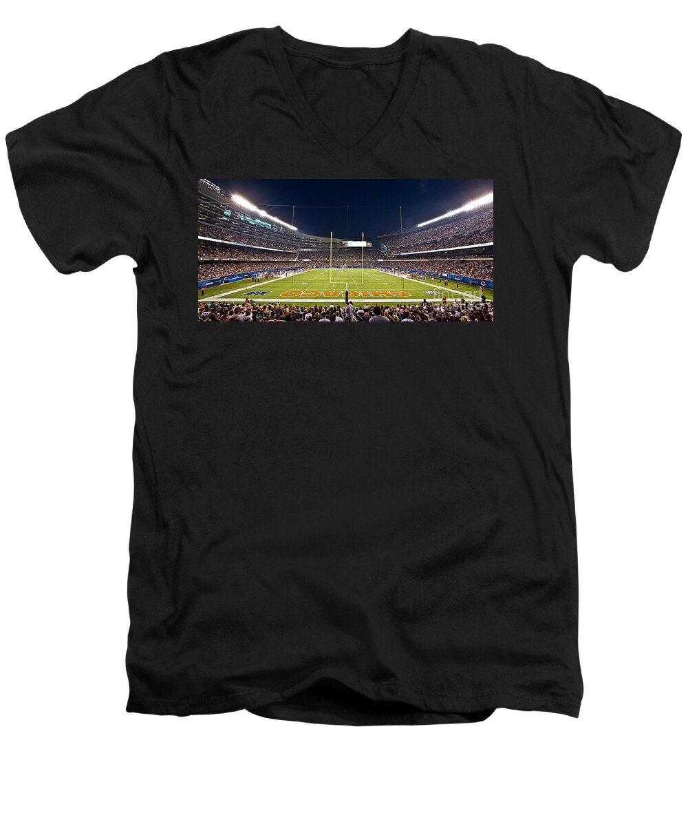Chicago Men's V-Neck T-Shirt featuring the photograph 0587 Soldier Field Chicago by Steve Sturgill