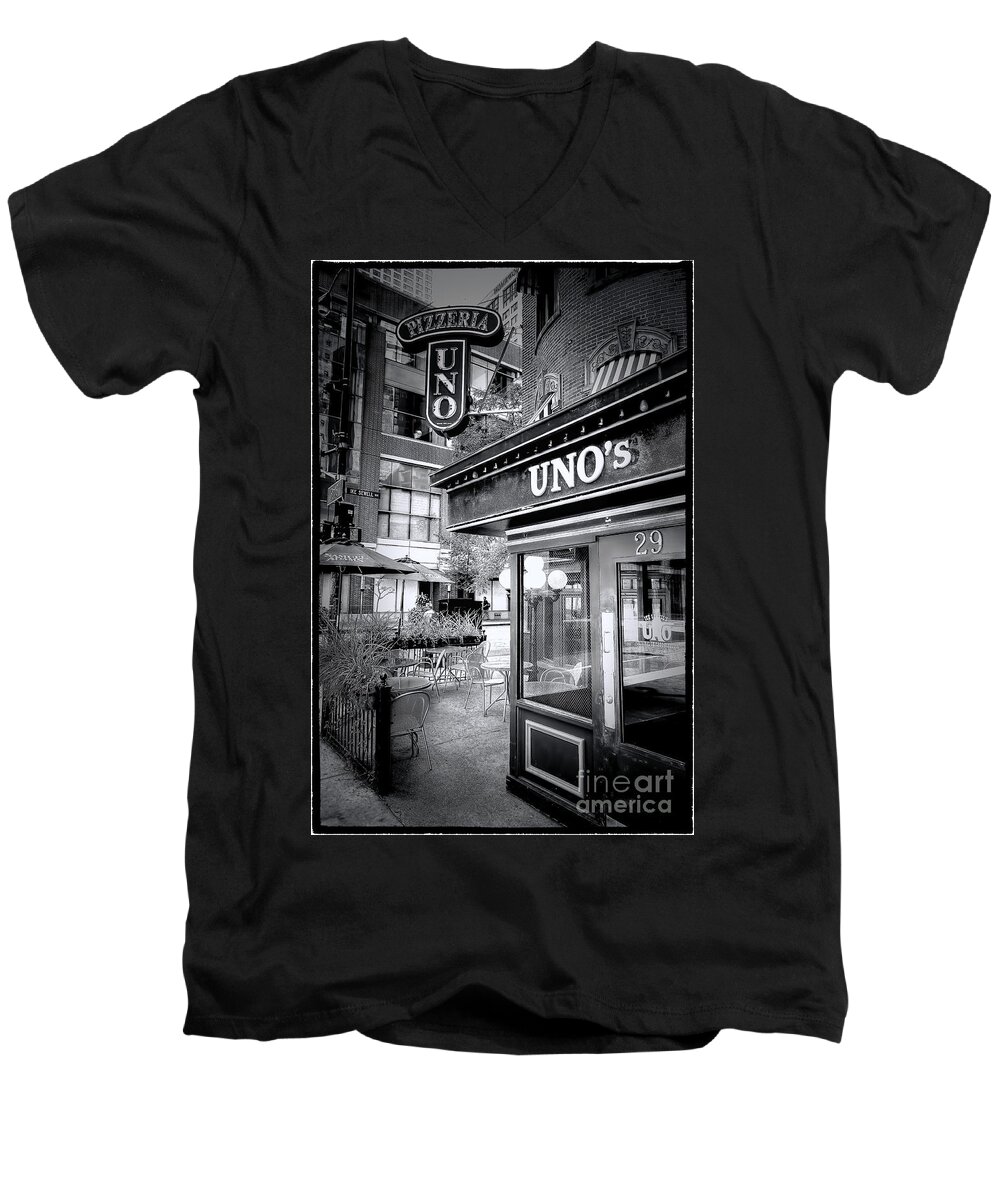 Uno Men's V-Neck T-Shirt featuring the photograph 0748 Uno's Pizzaria by Steve Sturgill