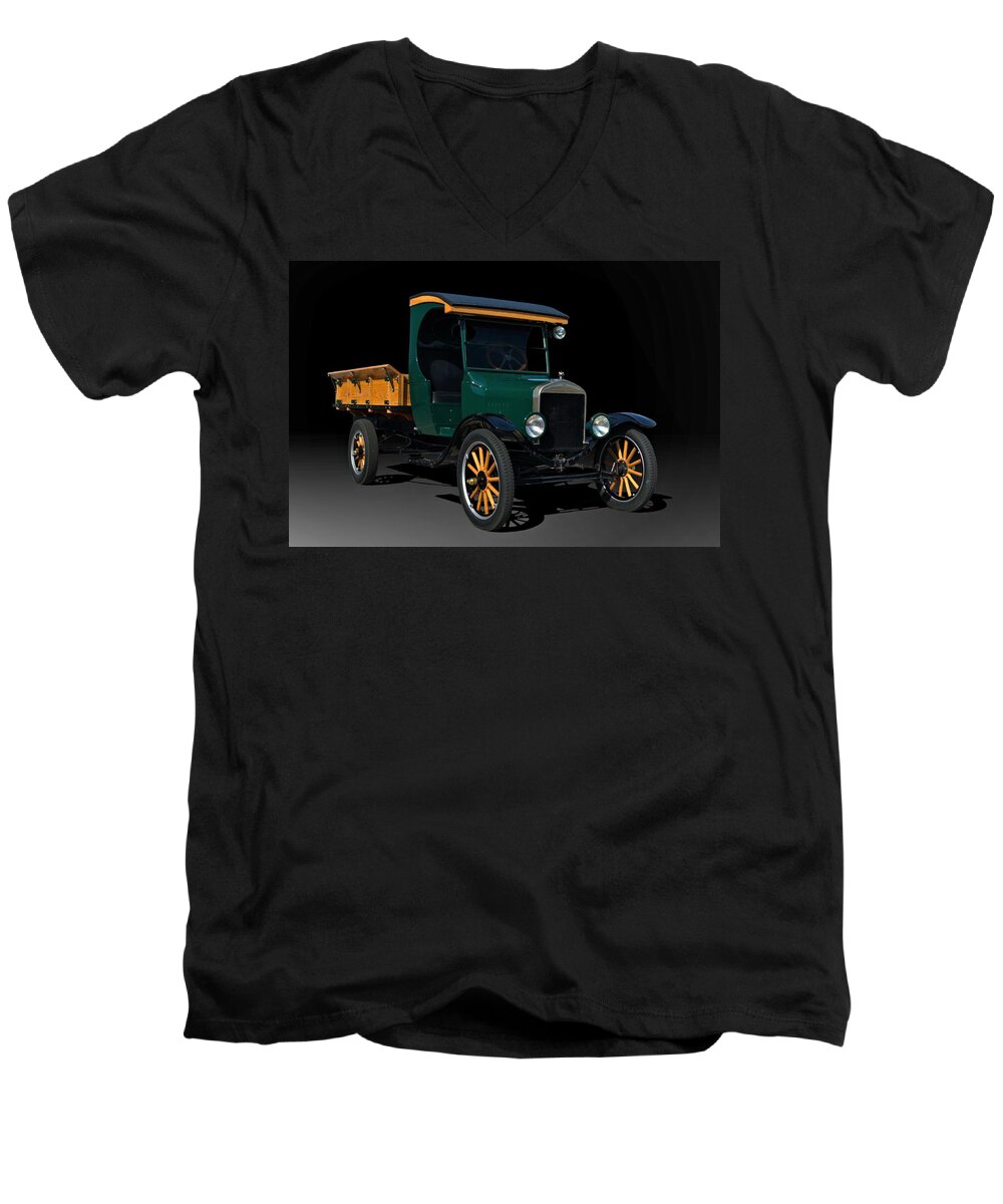 1923 Men's V-Neck T-Shirt featuring the photograph 1923 Ford Model TT One Ton Truck #2 by Tim McCullough