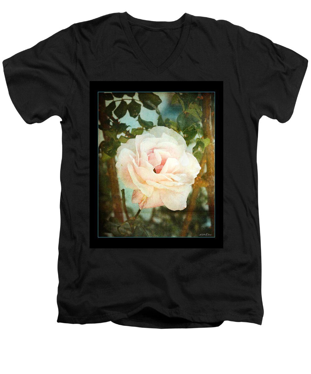 Garden Men's V-Neck T-Shirt featuring the photograph A Rose is a Rose #1 by Linda Olsen