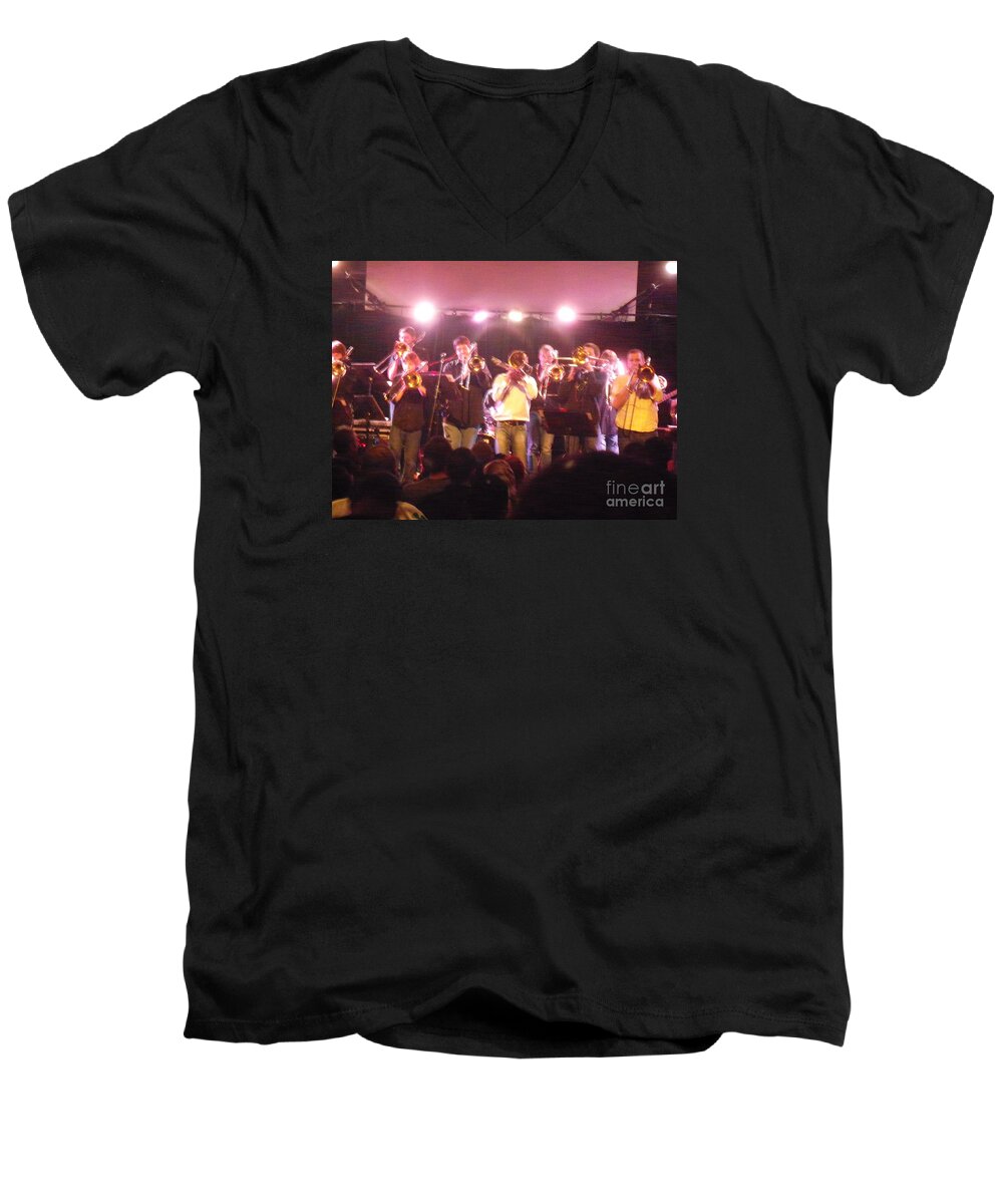  Men's V-Neck T-Shirt featuring the photograph Bonerama at The Old Rock House #2 by Kelly Awad