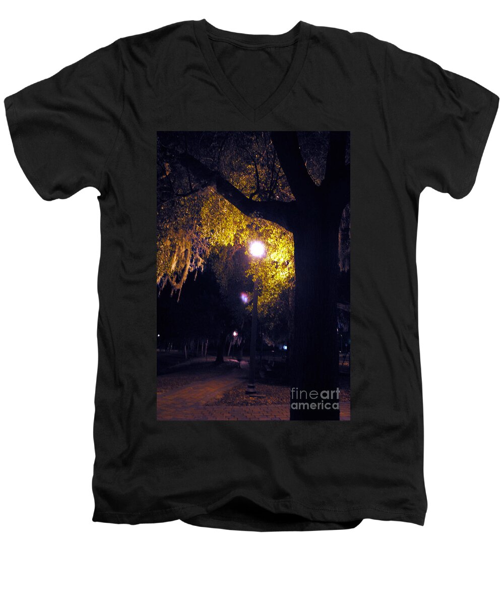 Davenport Men's V-Neck T-Shirt featuring the photograph Davenport at Night #2 by George D Gordon III
