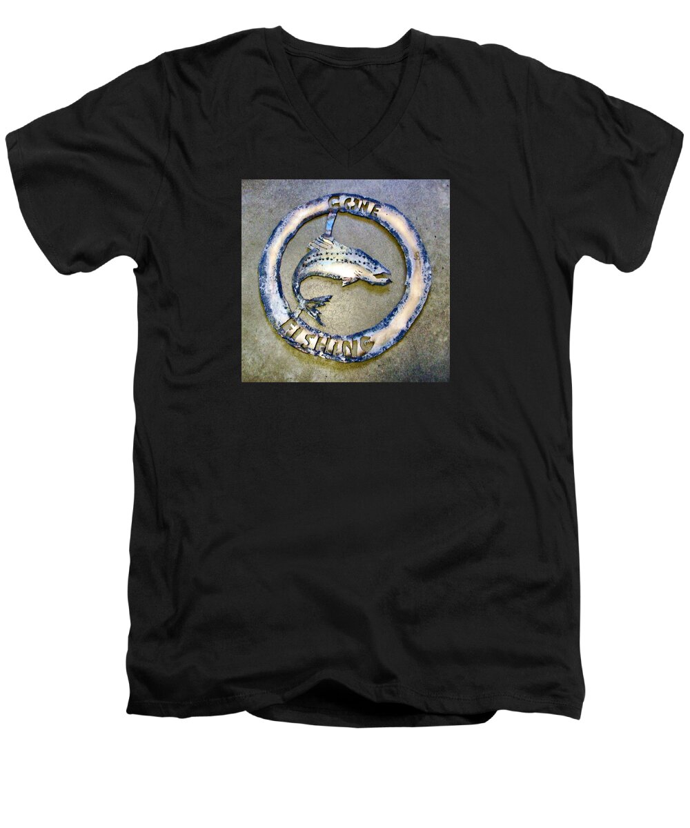 Gone Fishing Men's V-Neck T-Shirt featuring the photograph Gone Fishing by Larry Campbell