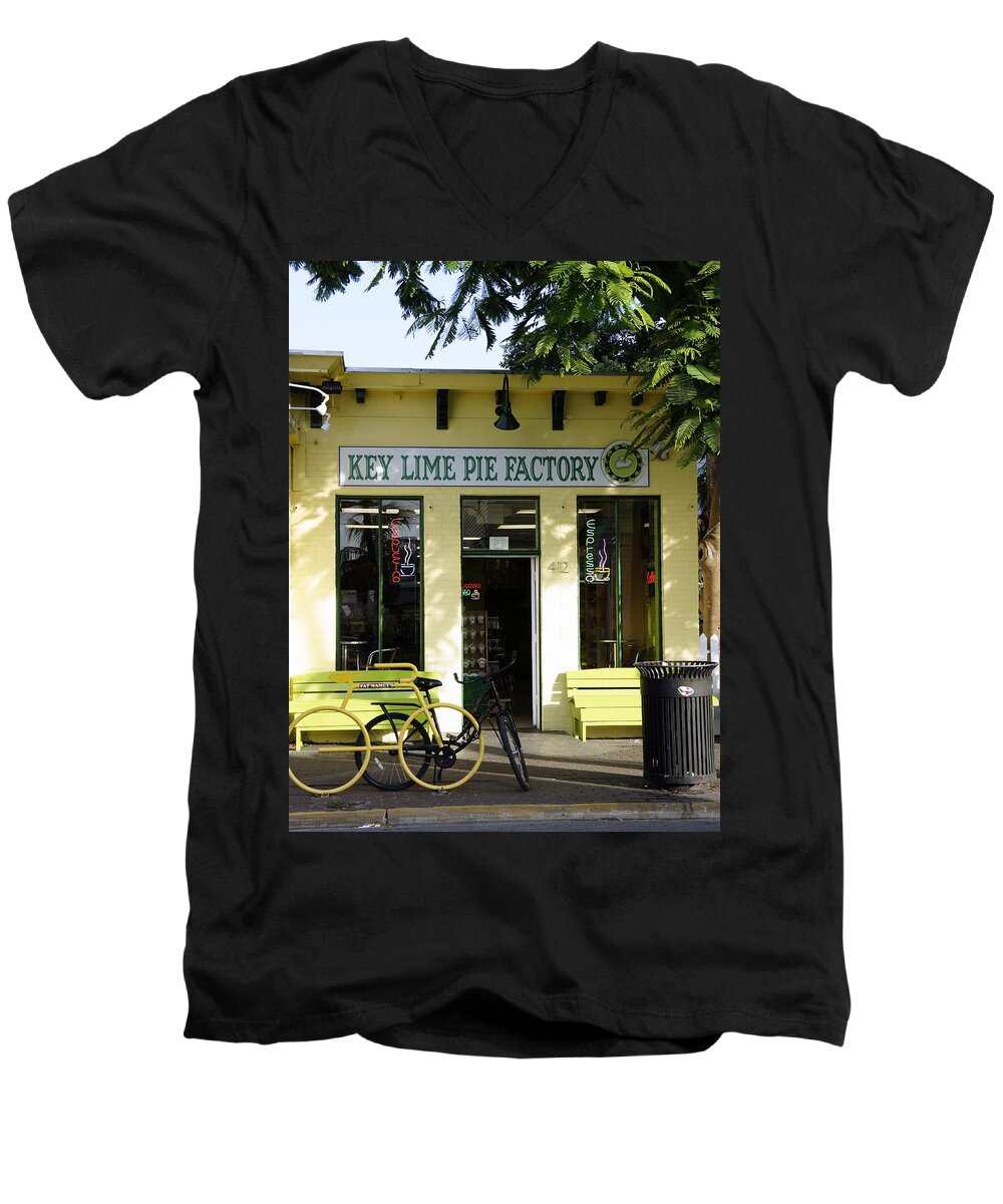 Key West Men's V-Neck T-Shirt featuring the photograph Key Lime Pie by Laurie Perry