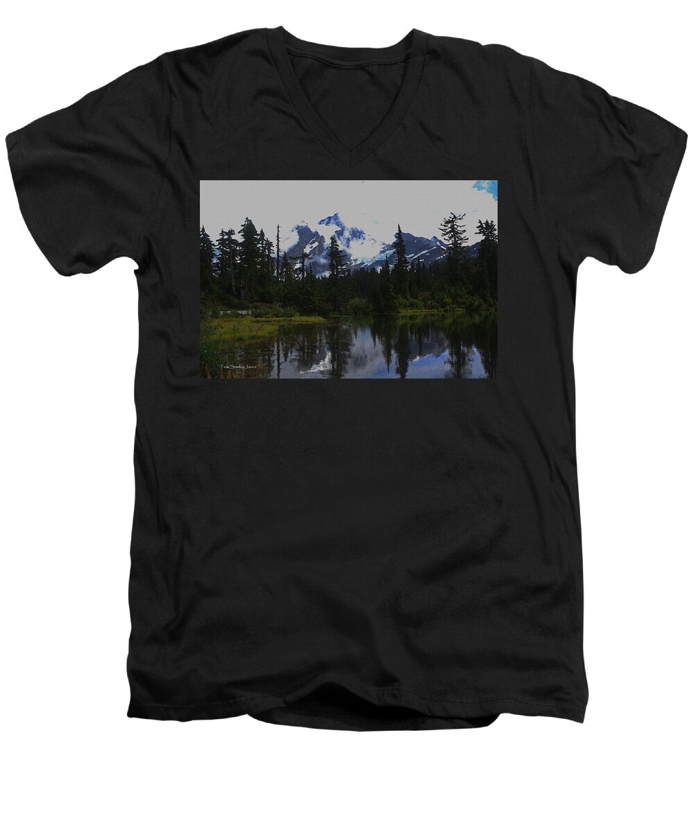 Mt Baker Washington Men's V-Neck T-Shirt featuring the photograph Mt Baker Washington #1 by Tom Janca