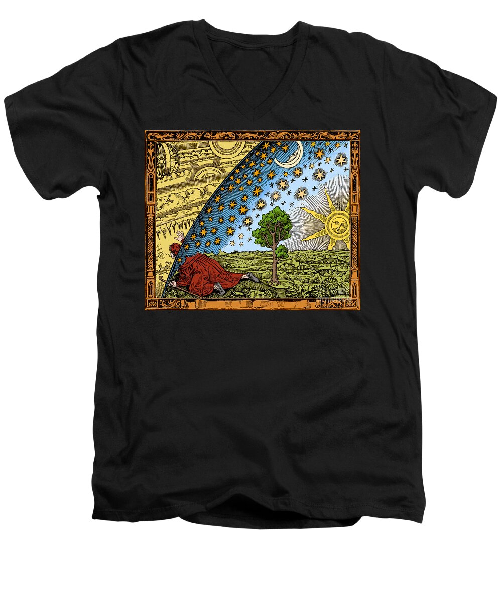 History Men's V-Neck T-Shirt featuring the drawing Where Heaven And Earth Meet 1888 #1 by Science Source
