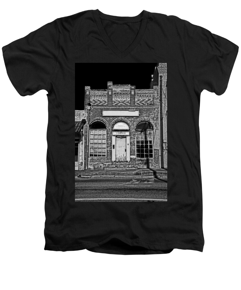 Abandoned Men's V-Neck T-Shirt featuring the photograph 104 South Washington by Mark Alder