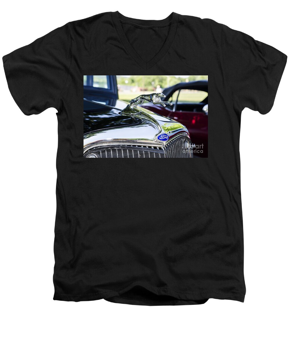 1933 Ford Men's V-Neck T-Shirt featuring the photograph 1933 Ford Hood Ornament by Paul Mashburn