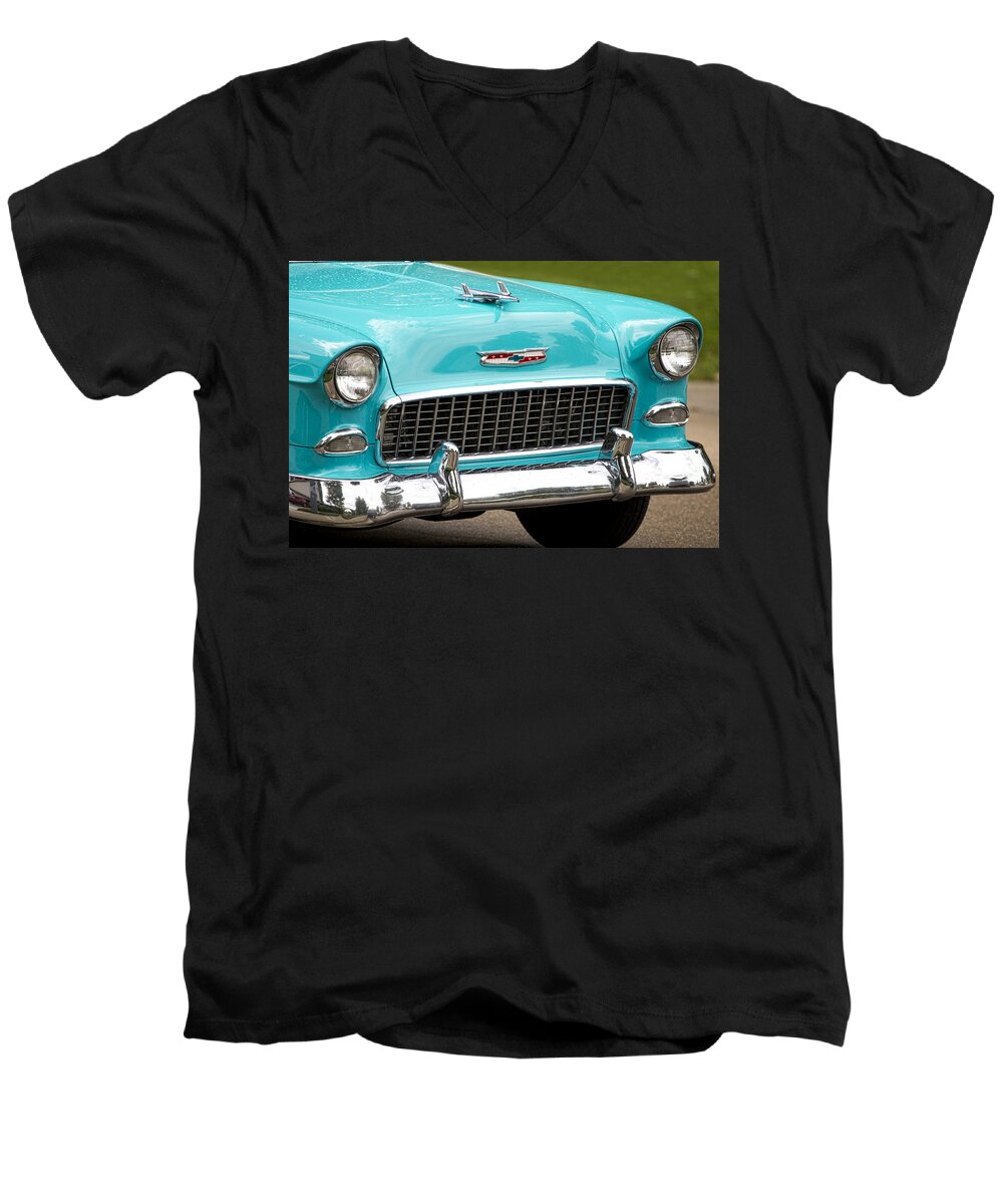 1955 Men's V-Neck T-Shirt featuring the photograph 1955 Chevy Bel Air by James BO Insogna