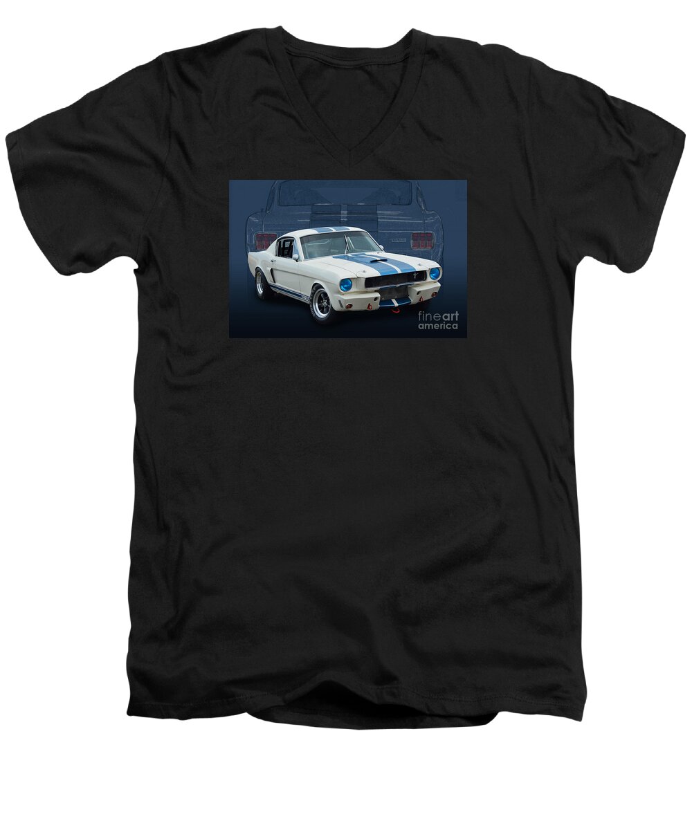 Muscle Car Men's V-Neck T-Shirt featuring the photograph 1966 Shelby GT350 by Stuart Row
