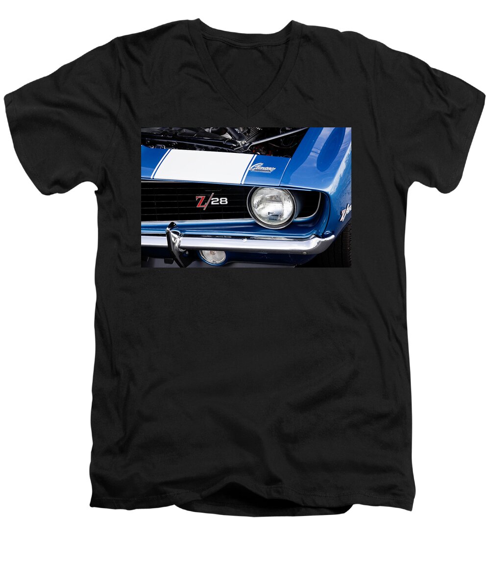 Camaro Men's V-Neck T-Shirt featuring the photograph 1969 Z28 Camaro Real Muscle Car by Rich Franco