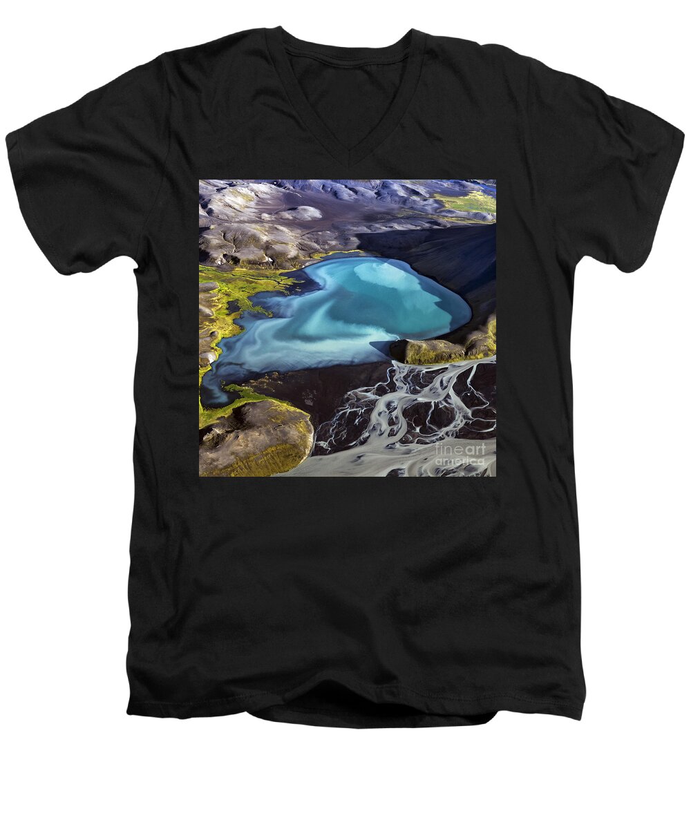 Abstract Photography Men's V-Neck T-Shirt featuring the photograph Aerial Photography #1 by Gunnar Orn Arnason