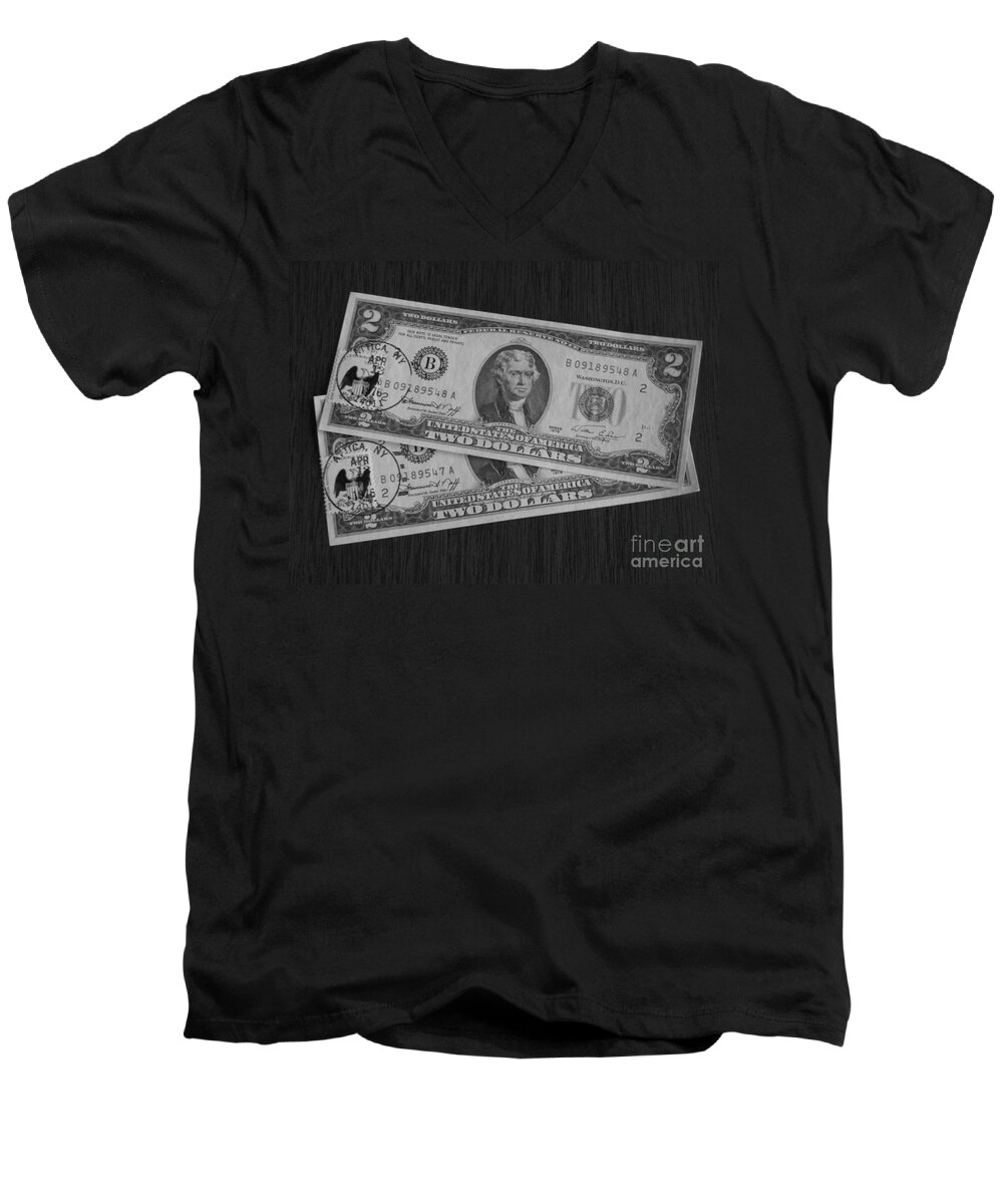 Two Dollars Men's V-Neck T-Shirt featuring the photograph 2 Dollars by Michael Krek