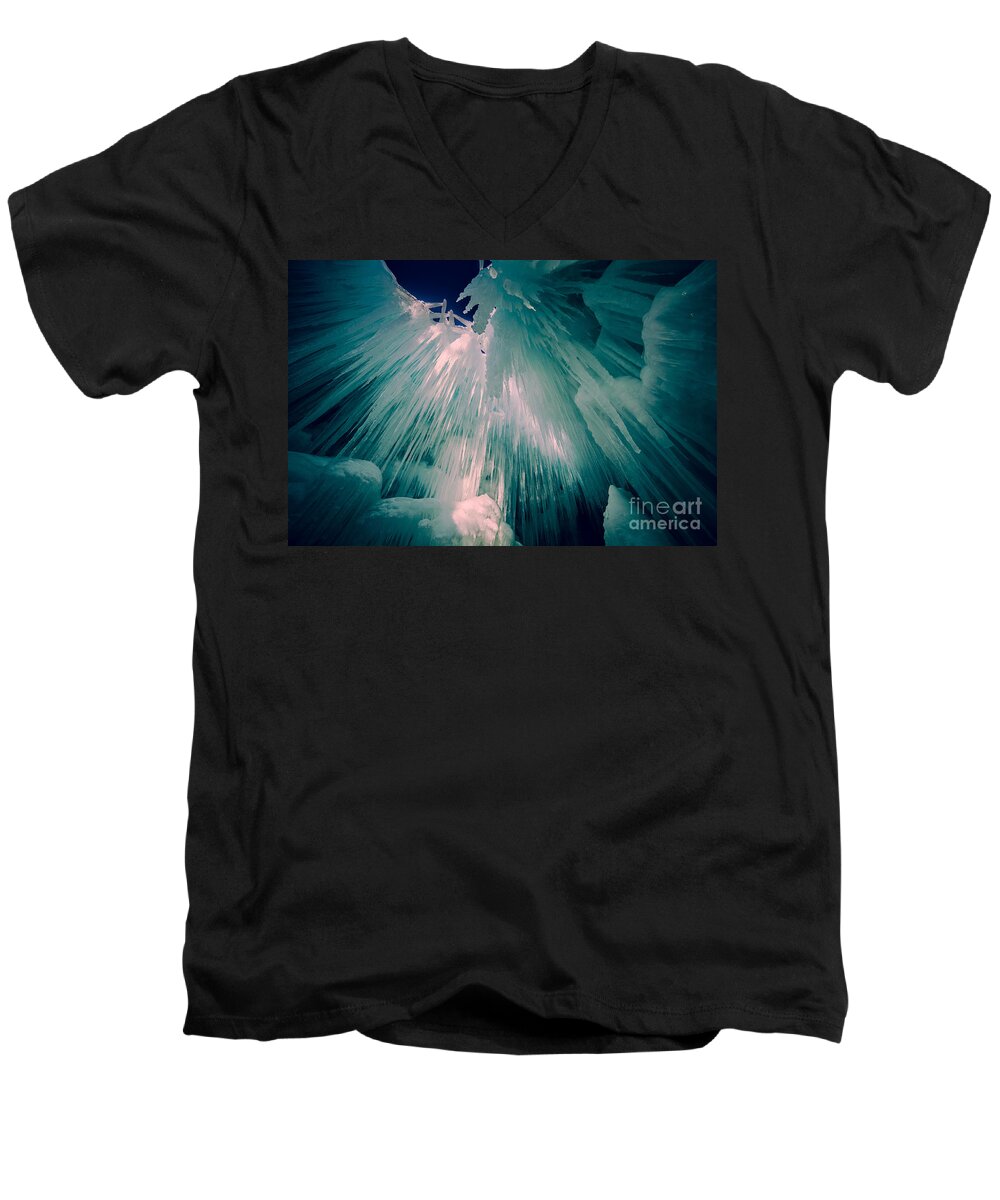 Ice Castle Men's V-Neck T-Shirt featuring the photograph Ice Castle #2 by Edward Fielding