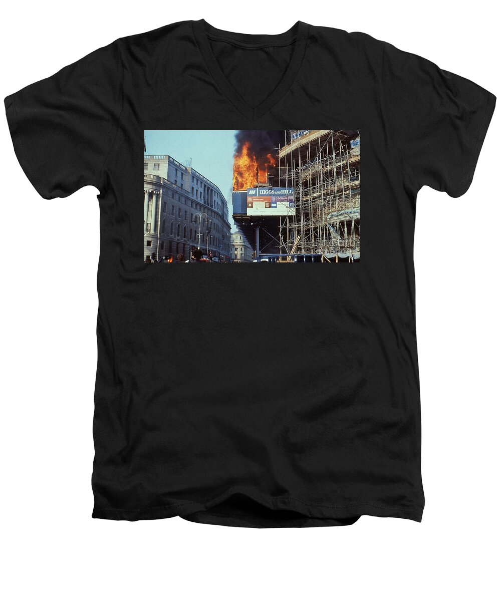 Poll Men's V-Neck T-Shirt featuring the photograph Poll tax riots London #2 by David Fowler