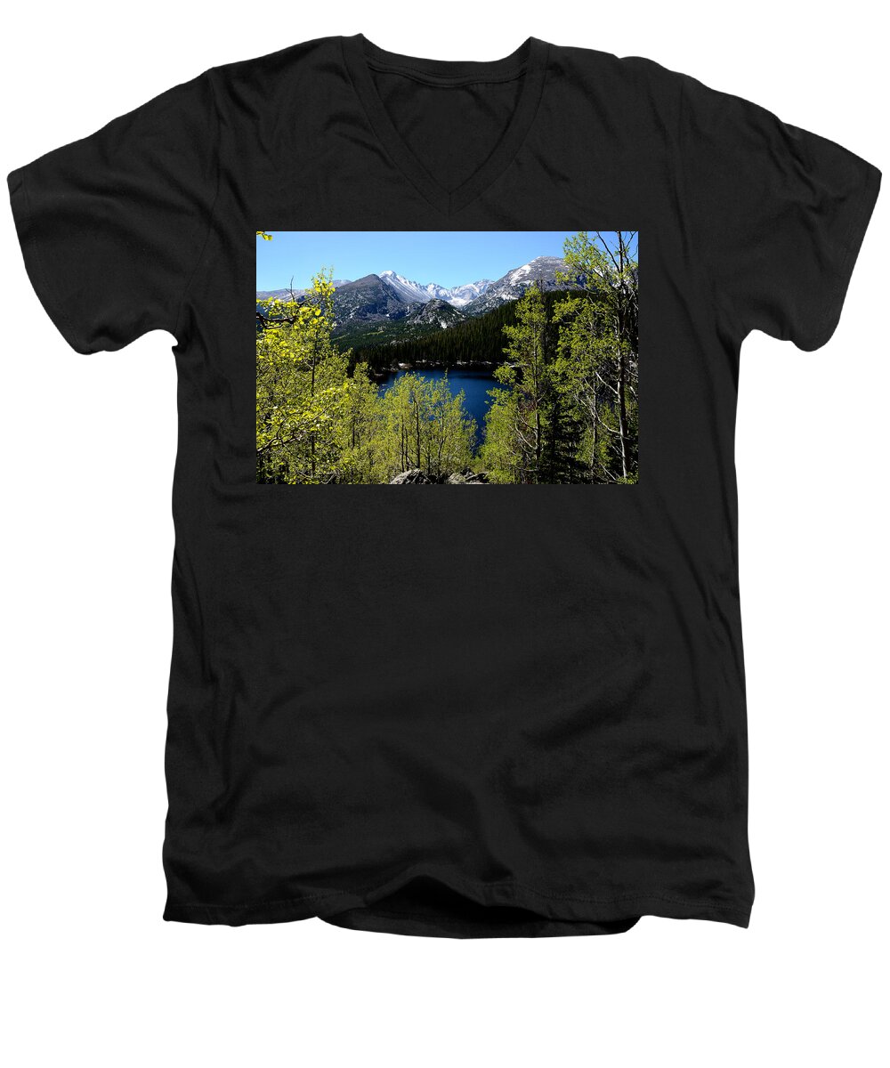 Tranquil Men's V-Neck T-Shirt featuring the photograph Spring at Bear Lake #2 by Tranquil Light Photography